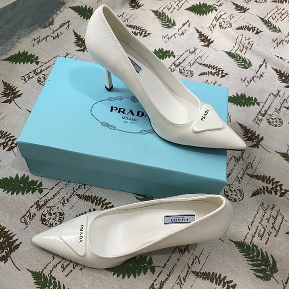 Prada White Patent Leather Women's High Heels - Picture 2 of 9